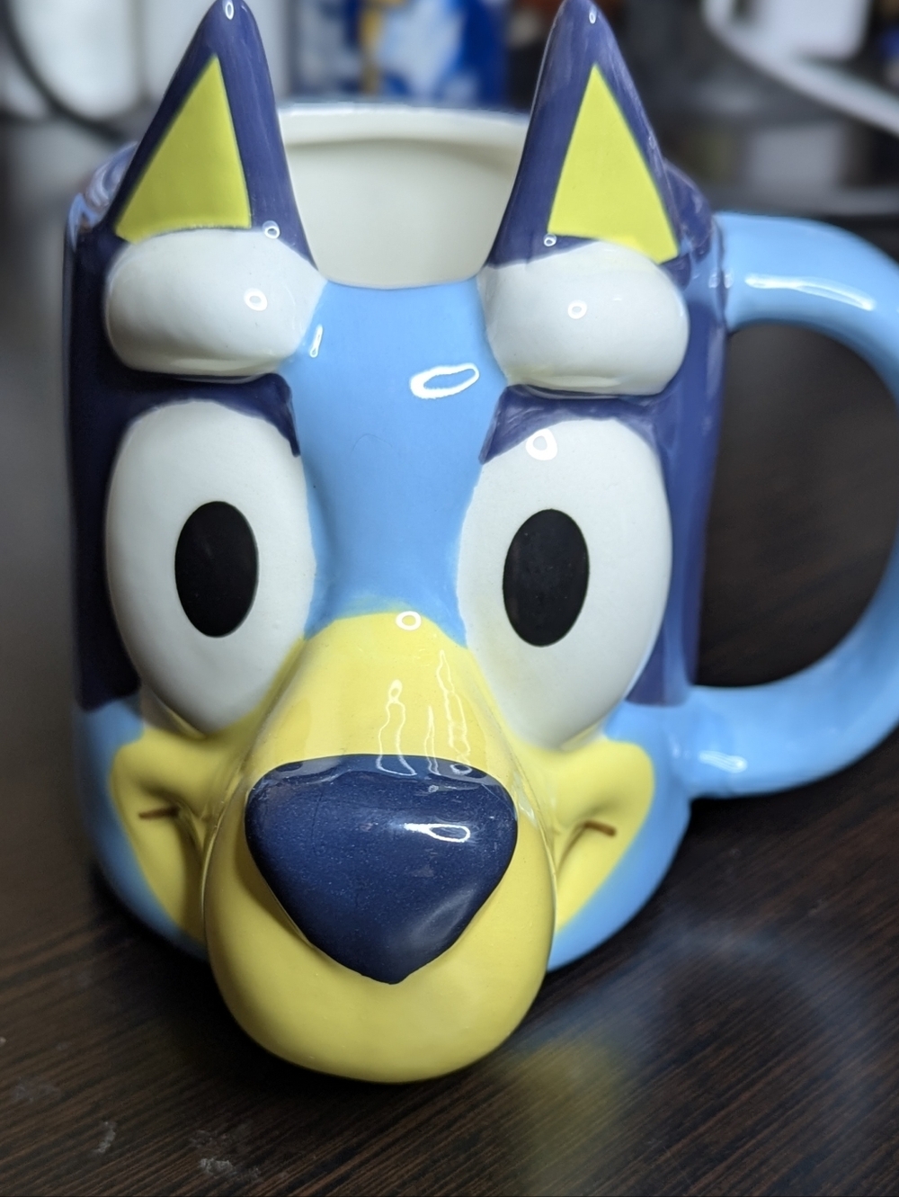 Bluey Themed Mug 3D Character Coffee Cup Cute Drinkware NWT